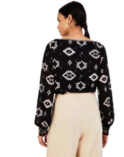 Monsoon All Over Geometric Jersey Top| Black -Trendy Rae Sales jr444 54068001 4