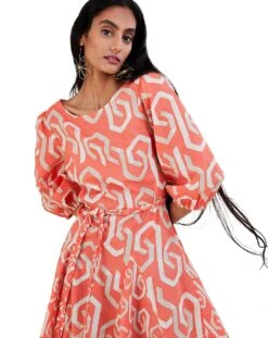 Monsoon Geometric Cut-Out Short Dress| Orange -Trendy Rae Sales jr613 54151015 4