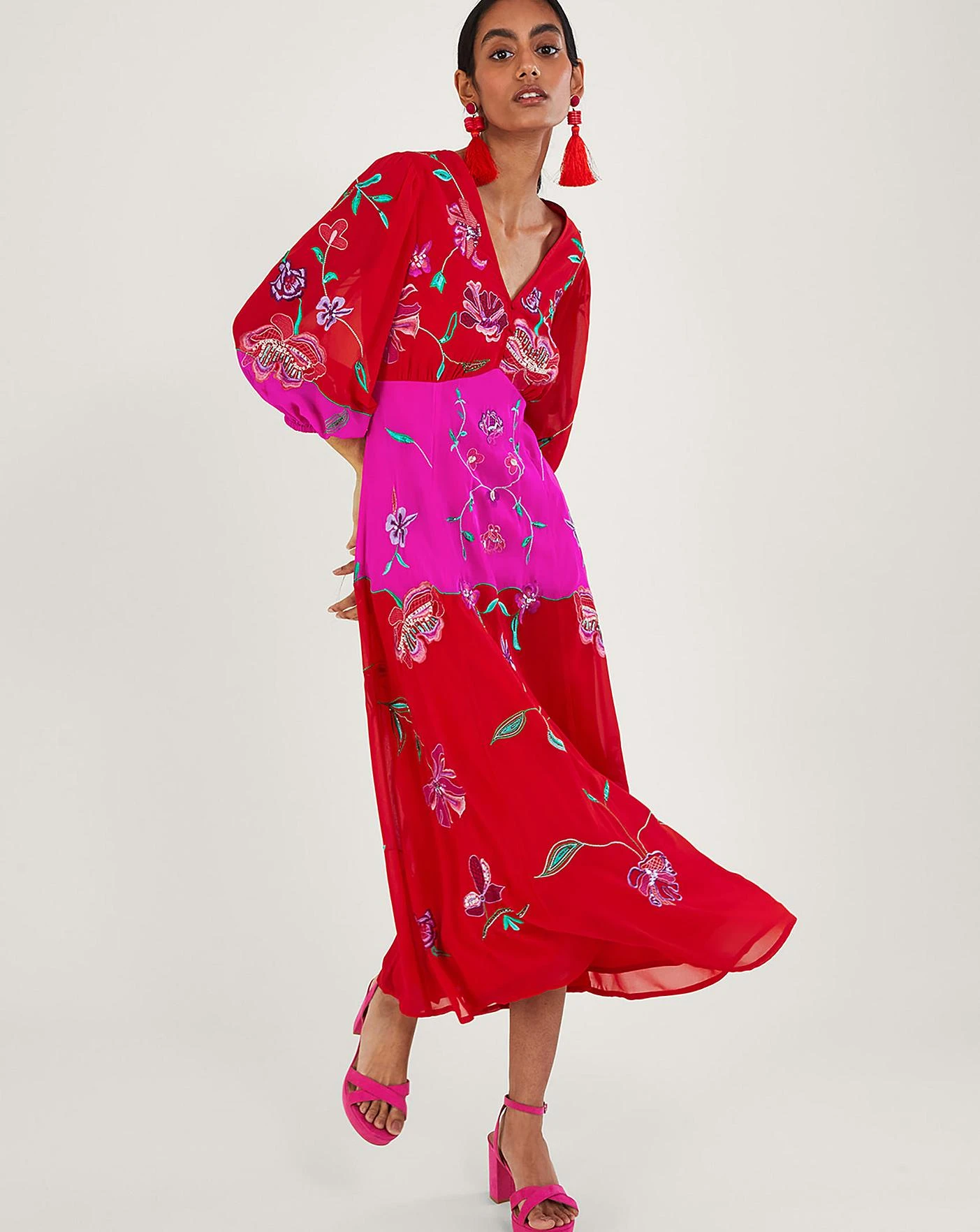 Monsoon Joanna Embellished Dress| Red 4 Monsoon Joanna Embellished Dress| Red - Image 2