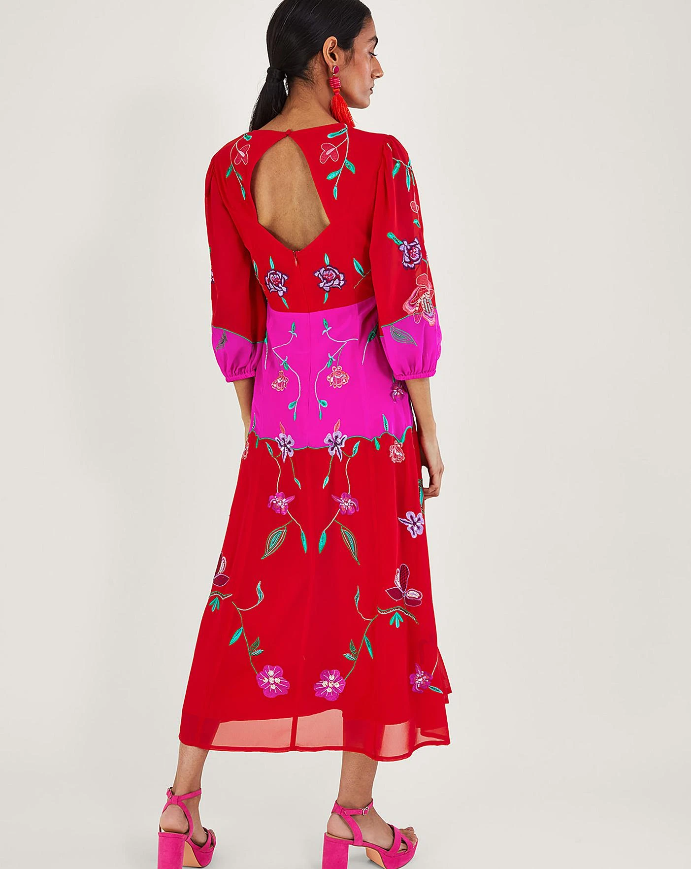 Monsoon Joanna Embellished Dress| Red 5 Monsoon Joanna Embellished Dress| Red - Image 3