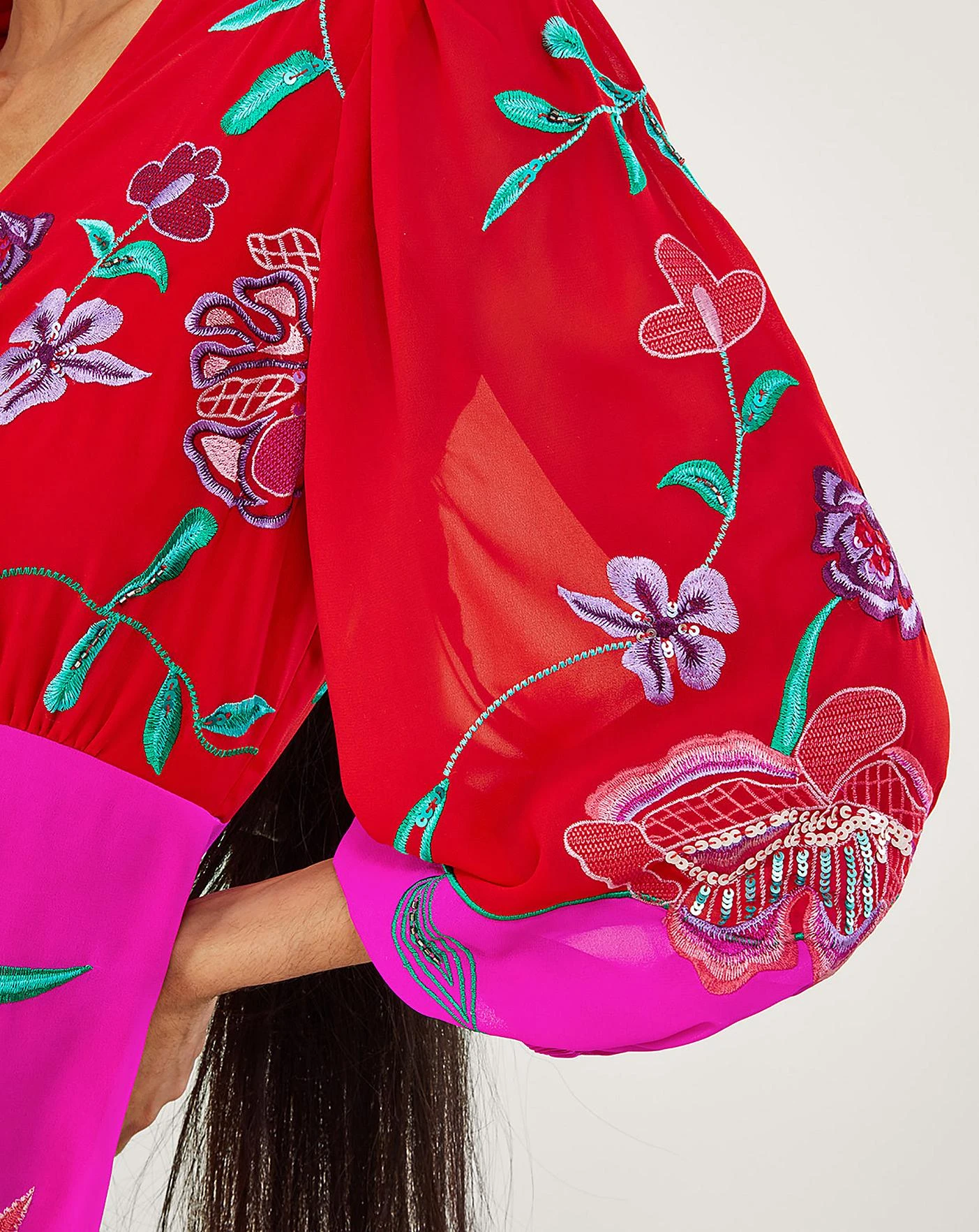 Monsoon Joanna Embellished Dress| Red 6 Monsoon Joanna Embellished Dress| Red - Image 4