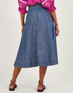 Monsoon Pull On Denim Midi Skirt| Denim Blue -Trendy Rae Sales jr671 54013639 4
