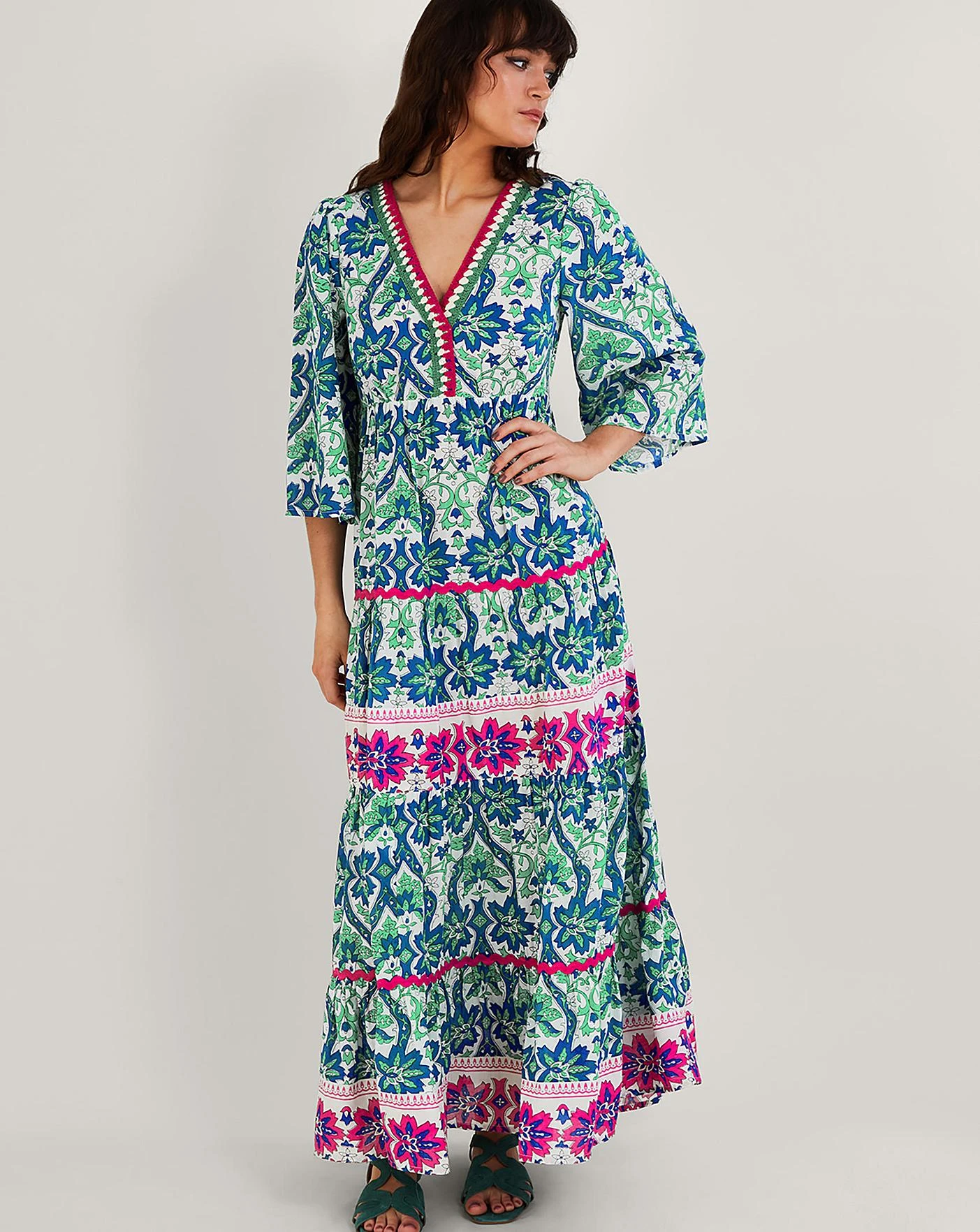 Monsoon Willow Woodblock Print Dress| Blue 4 Monsoon Willow Woodblock Print Dress| Blue - Image 2