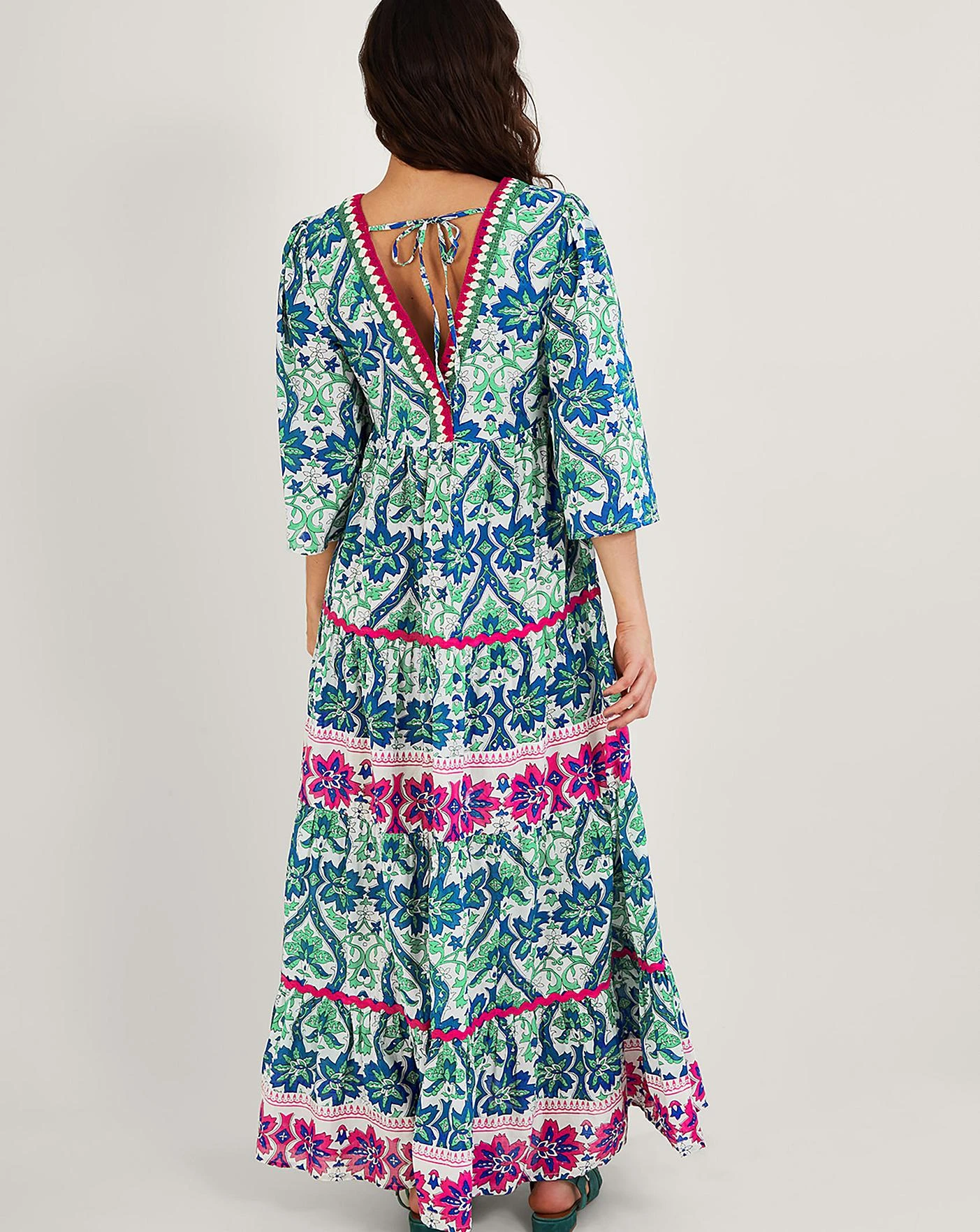 Monsoon Willow Woodblock Print Dress| Blue 5 Monsoon Willow Woodblock Print Dress| Blue - Image 3