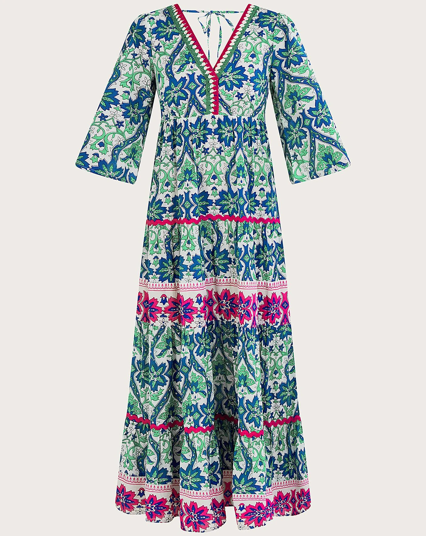 Monsoon Willow Woodblock Print Dress| Blue 3 Monsoon Willow Woodblock Print Dress| Blue