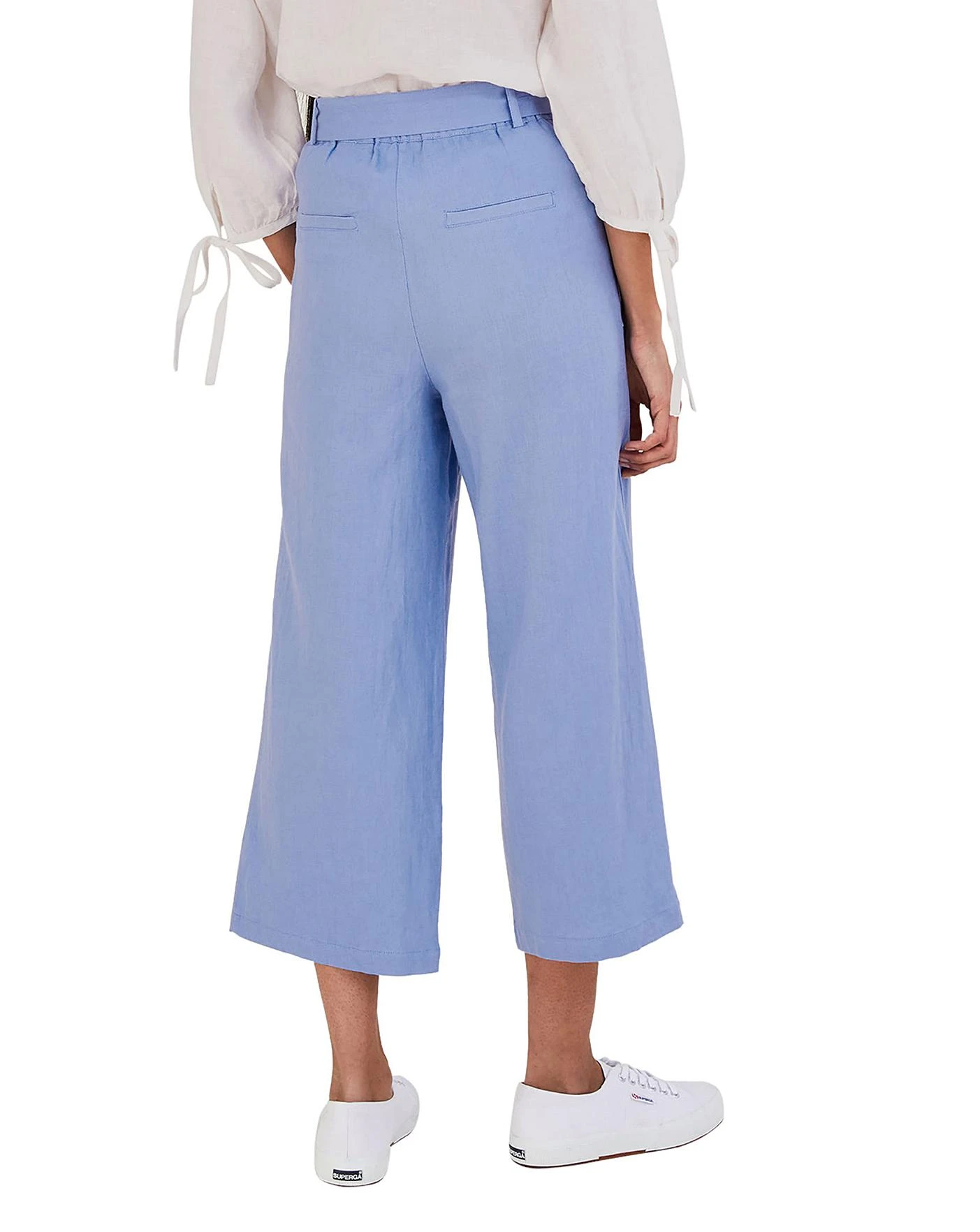 Monsoon Livia Belted Linen Culottes| Blue 4 Monsoon Livia Belted Linen Culottes| Blue - Image 2