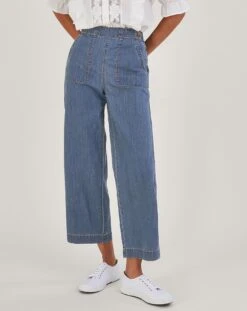 Monsoon Harper Crop Wide Leg Jeans| Denim Blue -Trendy Rae Sales jr935 54013839 2