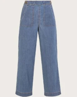 Monsoon Harper Crop Wide Leg Jeans| Denim Blue