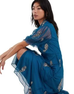 Monsoon Melissa Embellished Shirt Dress| Aqua -Trendy Rae Sales mi511 44119289 4