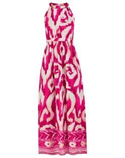 Monsoon Ikat Border Print Maxi Dress| Pink