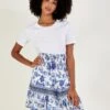Monsoon Floral Tie Waist Short Skirt| Blue -Trendy Rae Sales mi760 54144802 1