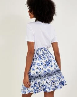 Monsoon Floral Tie Waist Short Skirt| Blue -Trendy Rae Sales mi760 54144802 2