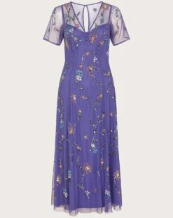 Monsoon Kathy Embellished Midi Dress| Blue