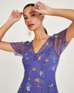 Monsoon Kathy Embellished Midi Dress| Blue -Trendy Rae Sales mi863 54082402 4