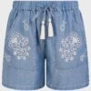 Monsoon Embroidered Denim Shorts| Denim Blue -Trendy Rae Sales ru345 54299339 3