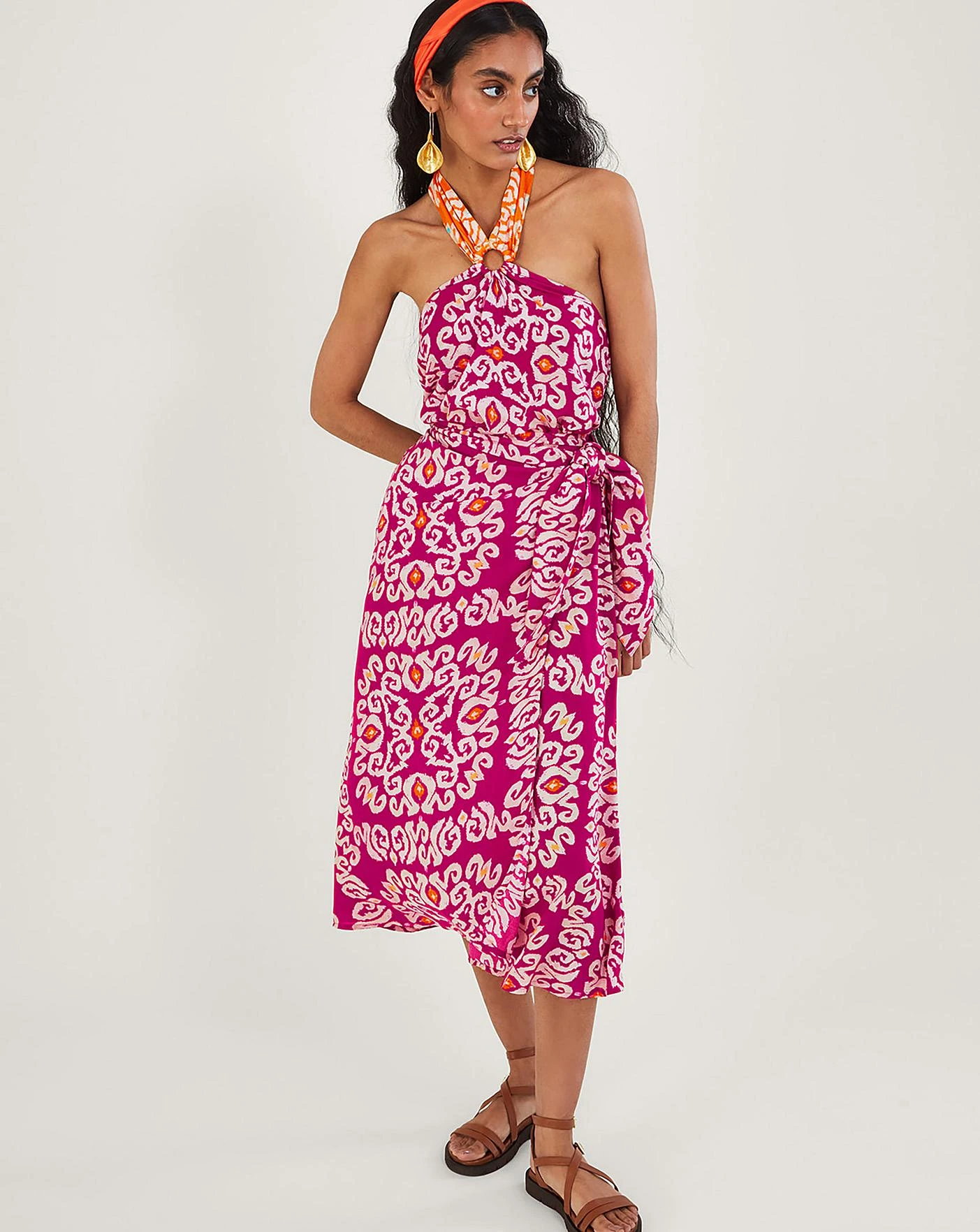 Monsoon Bandhani Print Sarong Skirt| Pink 4 Monsoon Bandhani Print Sarong Skirt| Pink - Image 2