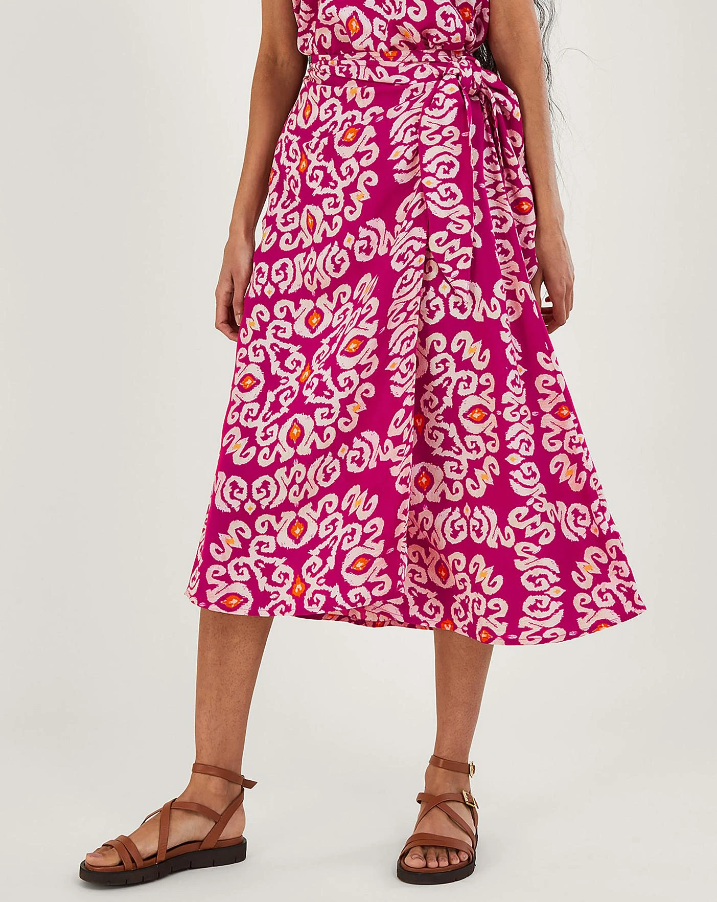 Monsoon Bandhani Print Sarong Skirt| Pink 5 Monsoon Bandhani Print Sarong Skirt| Pink - Image 3