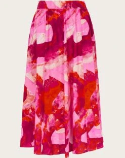 Monsoon Khari Abstract Print Midi Skirt| Pink