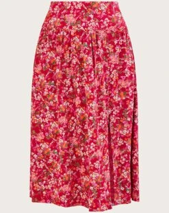 Monsoon Ditsy Floral Print Skirt| Red
