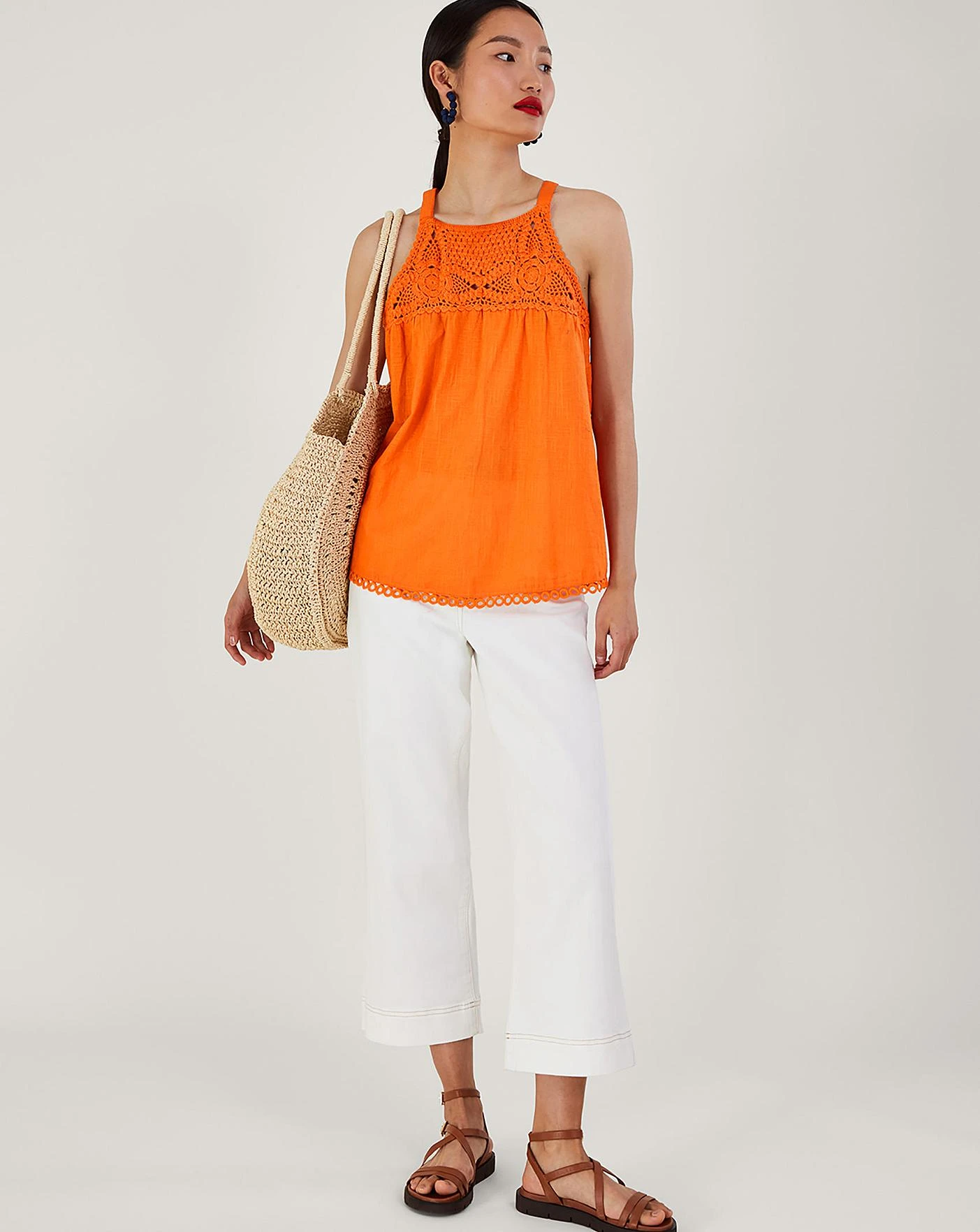 Monsoon Crochet Neckline Halter Top| Orange 4 Monsoon Crochet Neckline Halter Top| Orange - Image 2