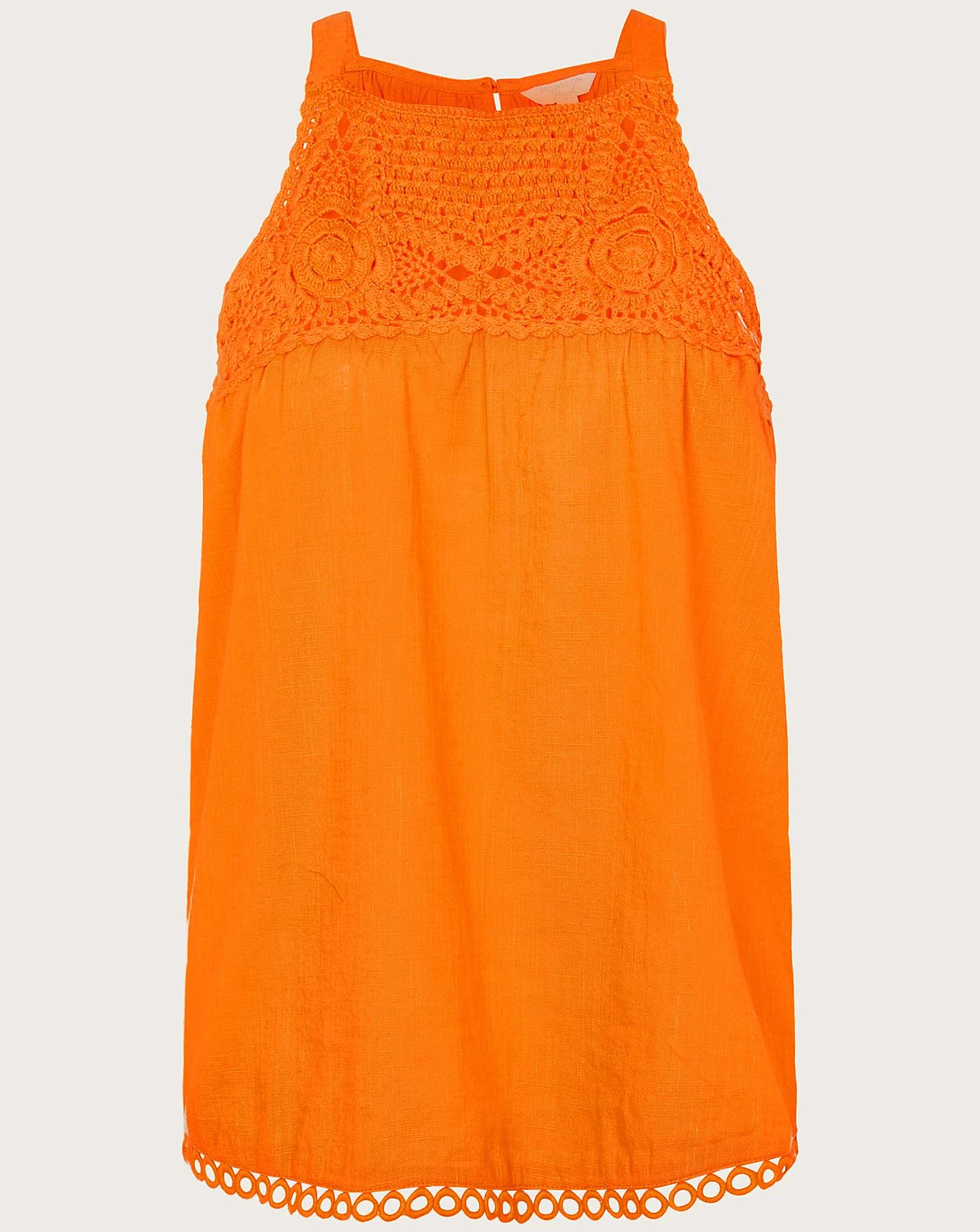 Monsoon Crochet Neckline Halter Top| Orange 3 Monsoon Crochet Neckline Halter Top| Orange