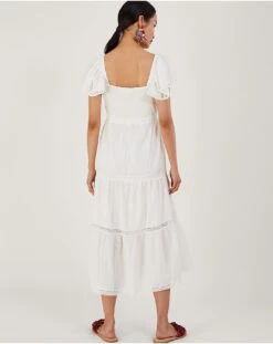 Monsoon Woven Mixed Fabric Midi Dress| White -Trendy Rae Sales uj056 54074813 2