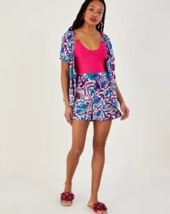 Monsoon Fire Flower Ikat Print Shorts| Blue -Trendy Rae Sales uj258 54315102 1