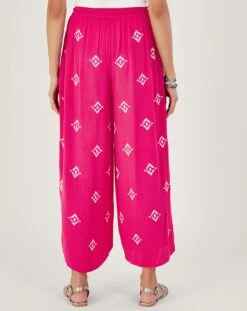 Monsoon Embroidered Motif Wide Trousers| Pink -Trendy Rae Sales uj279 54315010 4