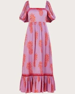Monsoon Anasi Pineapple Print Dress| Lilac