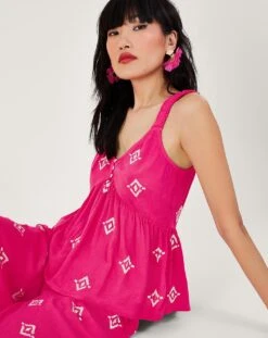 Monsoon Motif Embroidered Cami| Pink -Trendy Rae Sales uj325 54306110 2