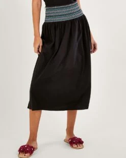 Monsoon Shirred Waist Jersey Skirt| Black -Trendy Rae Sales uj337 54316401 2