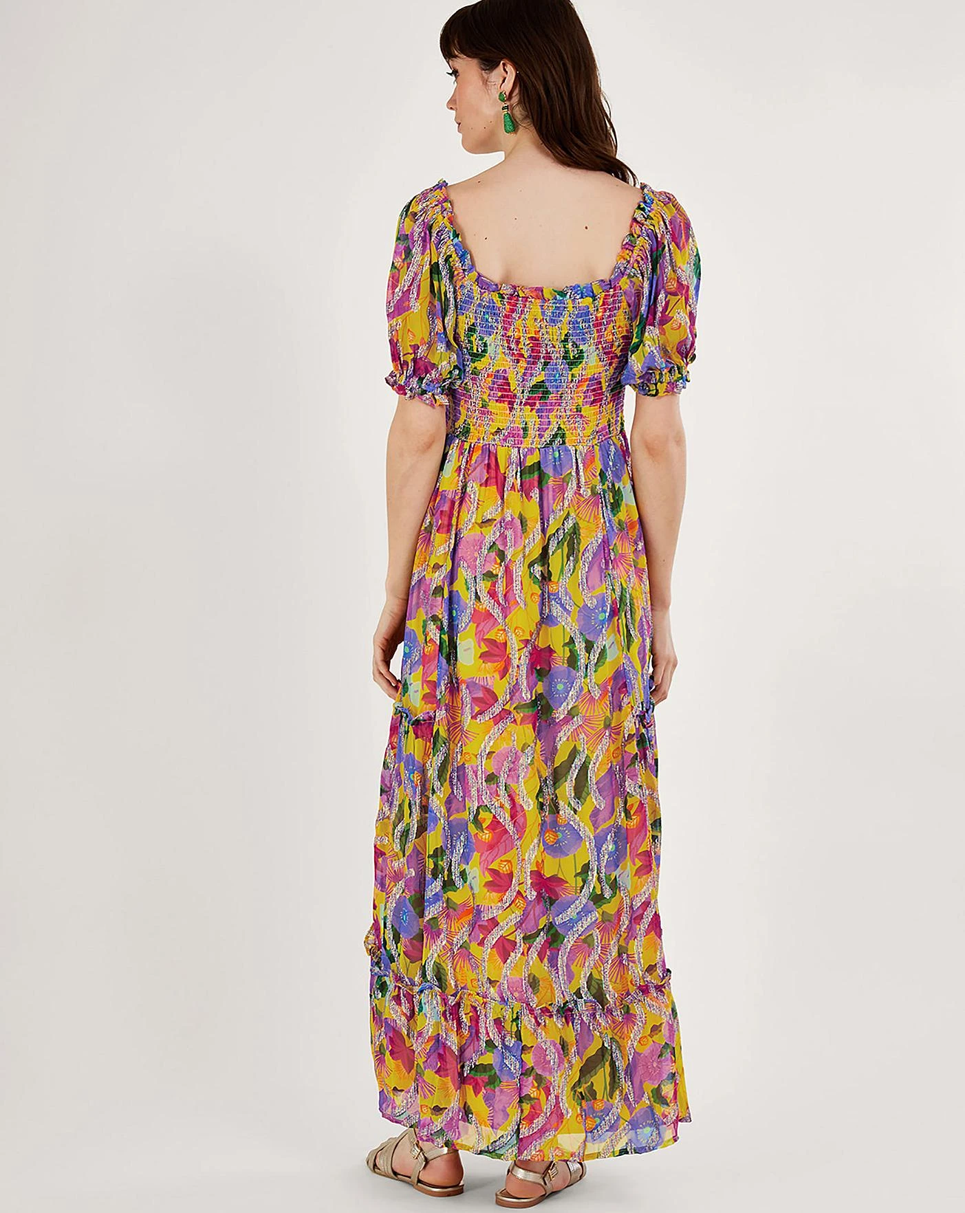 Monsoon Suzannah Metallic Maxi Dress| Yellow 5 Monsoon Suzannah Metallic Maxi Dress| Yellow - Image 3