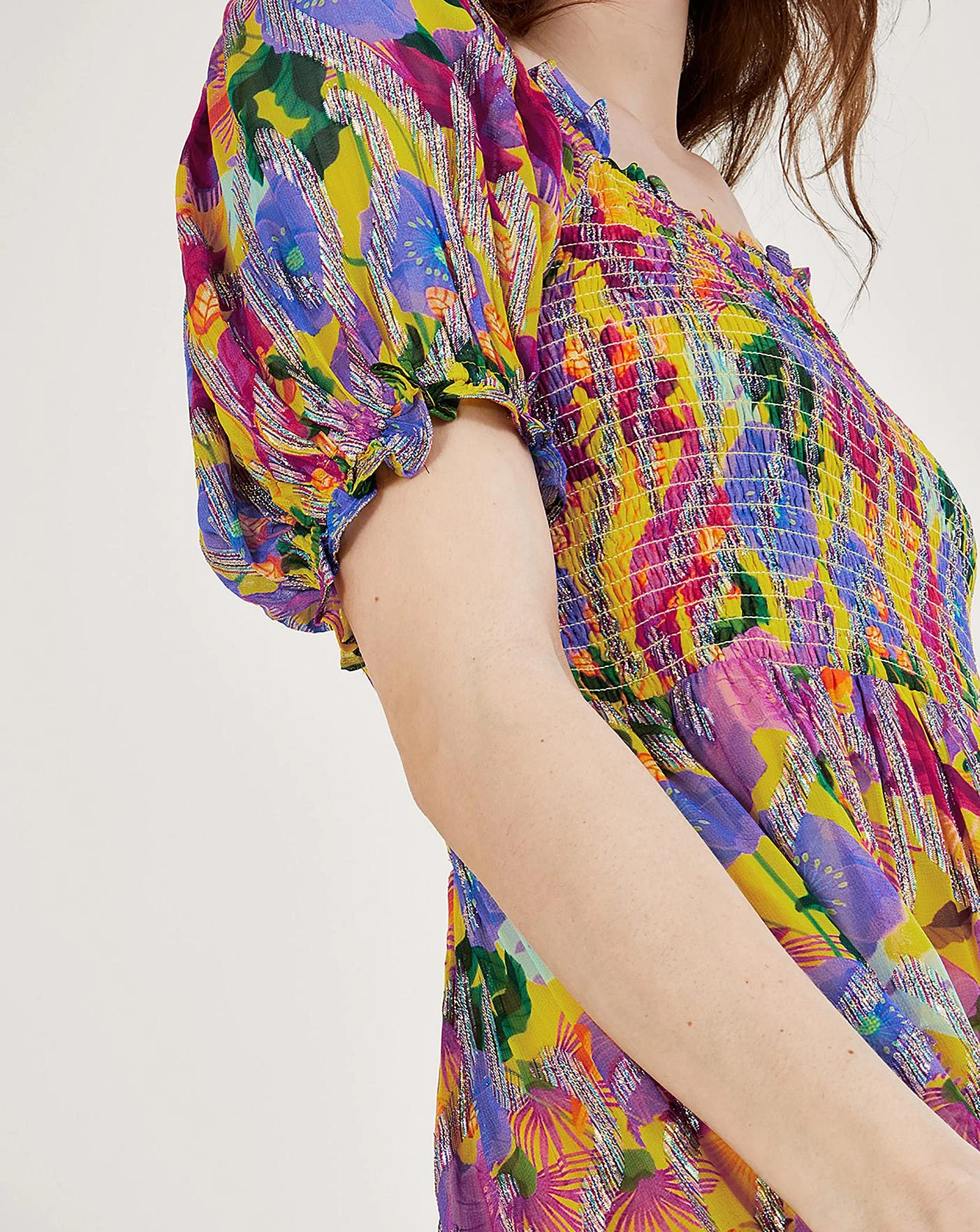 Monsoon Suzannah Metallic Maxi Dress| Yellow 6 Monsoon Suzannah Metallic Maxi Dress| Yellow - Image 4