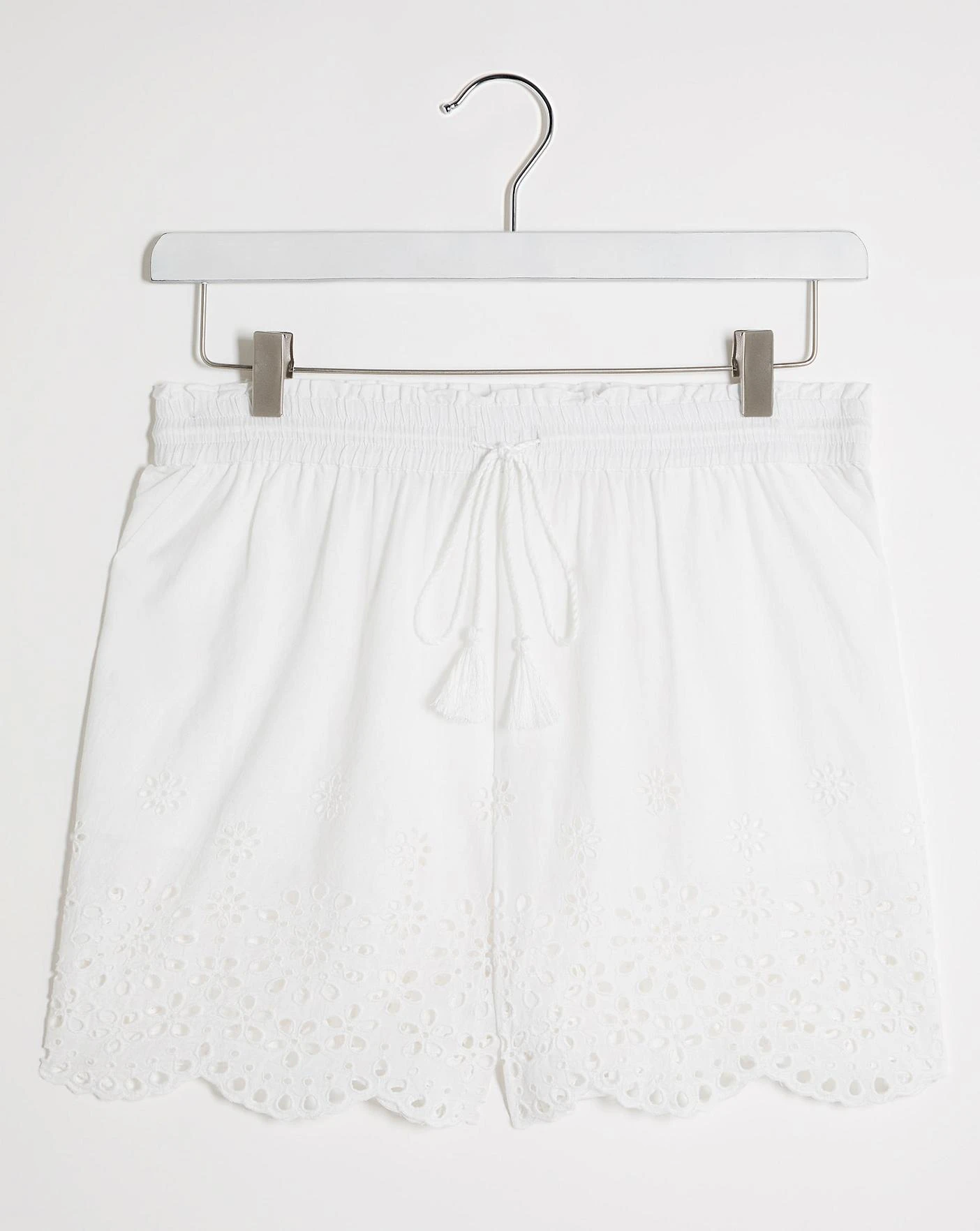 Vibrant Islands Cotton Broderie Anglais Beach Shorts| White 4 Vibrant Islands Cotton Broderie Anglais Beach Shorts| White - Image 2