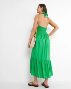Boho Halter Neck Beach Dress| Green -Trendy Rae Sales w01bc468750w