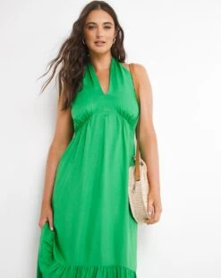 Boho Halter Neck Beach Dress| Green