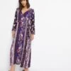Joe Browns Fiesta Wrap Flared Sleeve Jersey Dress| Purple