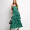 Whistles WaterColour Wildcat Tier Dress| Green Multicolour -Trendy Rae Sales w01ie012738w