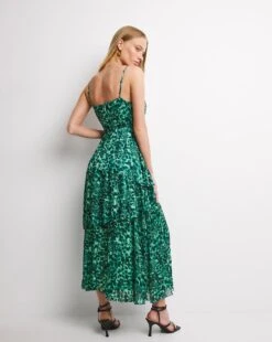 Whistles WaterColour Wildcat Tier Dress| Green Multicolour -Trendy Rae Sales w01ie012740w