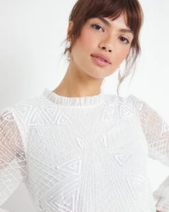 Joanna Hope Beaded Dress| Ivory -Trendy Rae Sales w01mn649742w