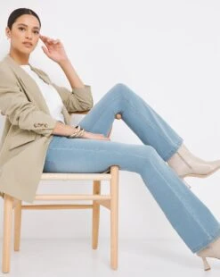 Erin Light Blue Bootcut Jeggings| Light Blue