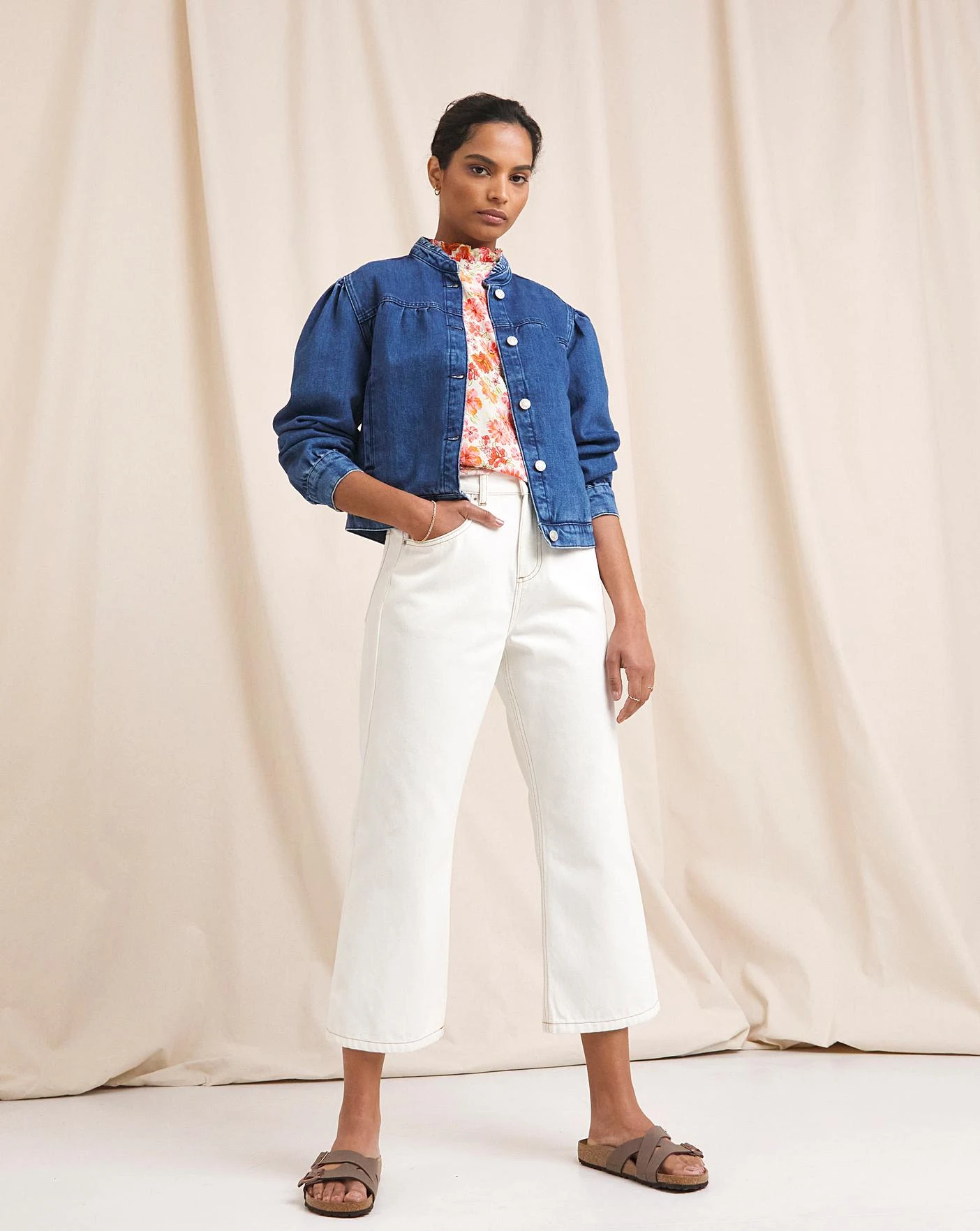 Anise Lily Ecru Undyded Crop Flare Jeans| Ecru 3 Anise Lily Ecru Undyded Crop Flare Jeans| Ecru