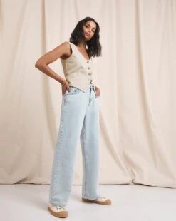 Anise Poppy Bleach Wash Slouch Jeans| Bleach Wash