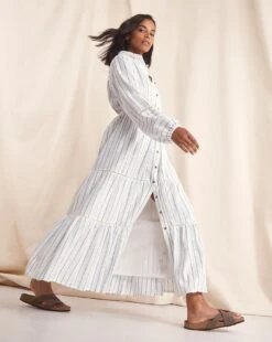 Anise Willow Blue Stripe Volume Sleeve Tiered Maxi Dress| Blue Stripe -Trendy Rae Sales w01vk119794w