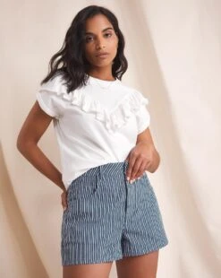 Anise Tahlia Blue Stripe High Waisted Shorts| Blue Stripe -Trendy Rae Sales w01vk829735w