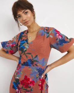 Joanna Hope Bubble Sleeve Maxi Dress| Floral Print -Trendy Rae Sales w01wi180736w
