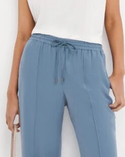Blue Lyocell Pull On Wide Leg Trouser| Blue -Trendy Rae Sales w01zq192737s