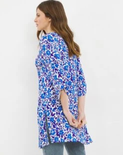Julipa Turn Back Print Tunic Top| Blue Print -Trendy Rae Sales w07wg142746w
