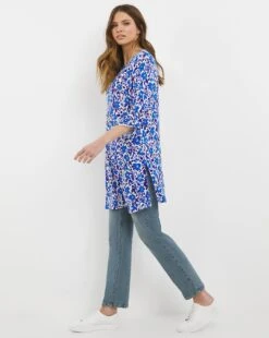 Julipa Turn Back Print Tunic Top| Blue Print -Trendy Rae Sales w07wg142747w