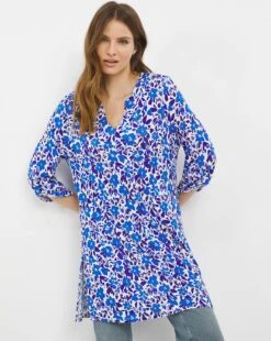 Julipa Turn Back Print Tunic Top| Blue Print